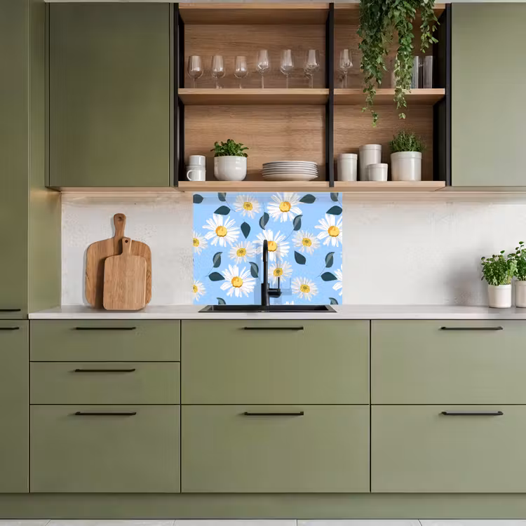 Crédence cuisine - Marguerites - Bleu - Motif — 7