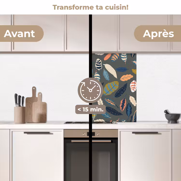 Crédence cuisine - Motif - Feuilles - Pastel — 2