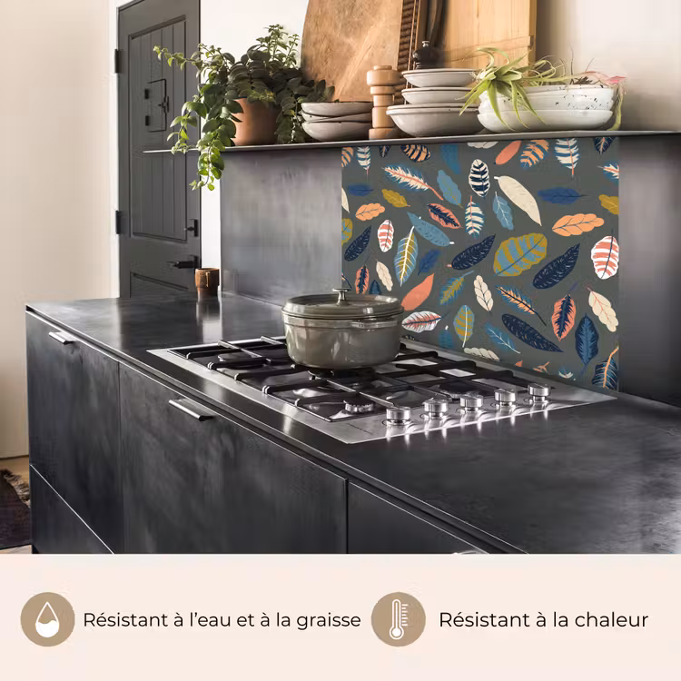 Crédence cuisine - Motif - Feuilles - Pastel — 4
