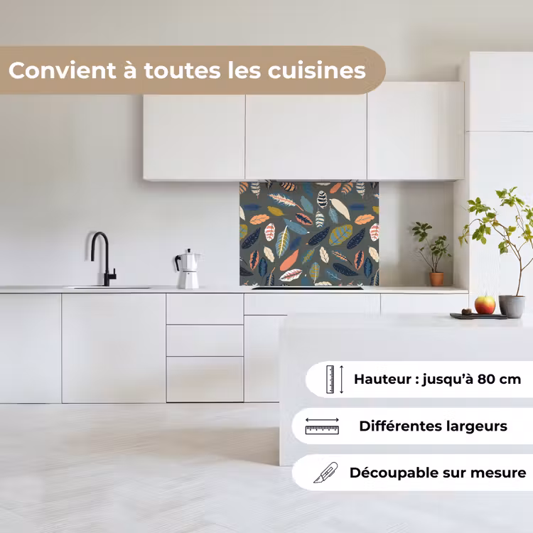 Crédence cuisine - Motif - Feuilles - Pastel — 6