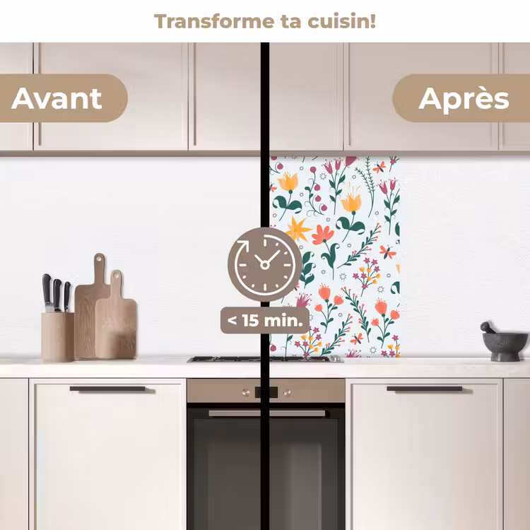 Crédence cuisine - Motifs - Fleurs - Feuilles — 2