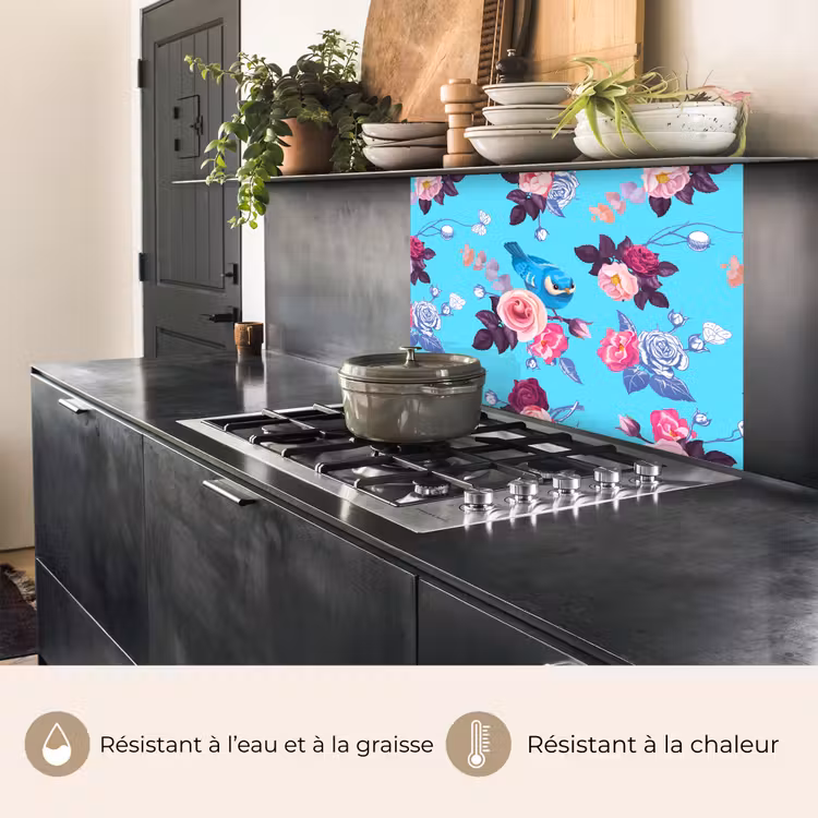Crédence cuisine - Oiseaux - Fleurs - Motifs — 4