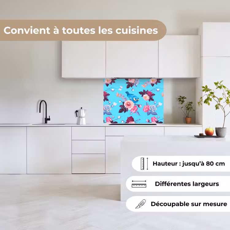 Crédence cuisine - Oiseaux - Fleurs - Motifs — 6