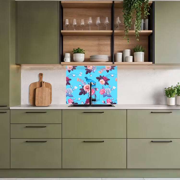 Crédence cuisine - Oiseaux - Fleurs - Motifs — 7