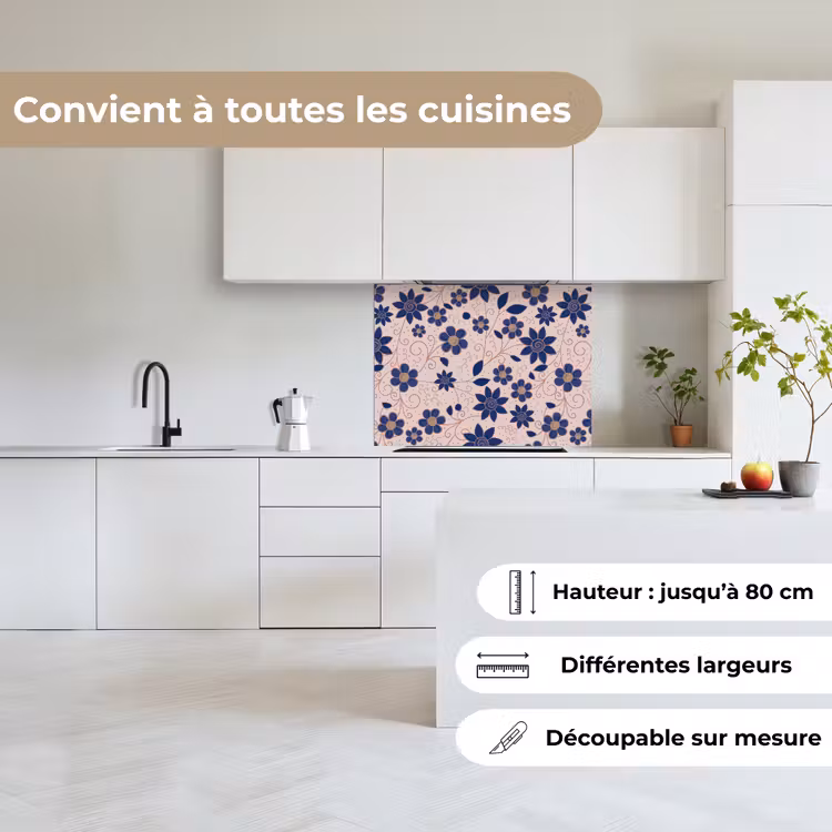 Crédence cuisine - Fleurs - Bleu - Japon - Motifs — 6