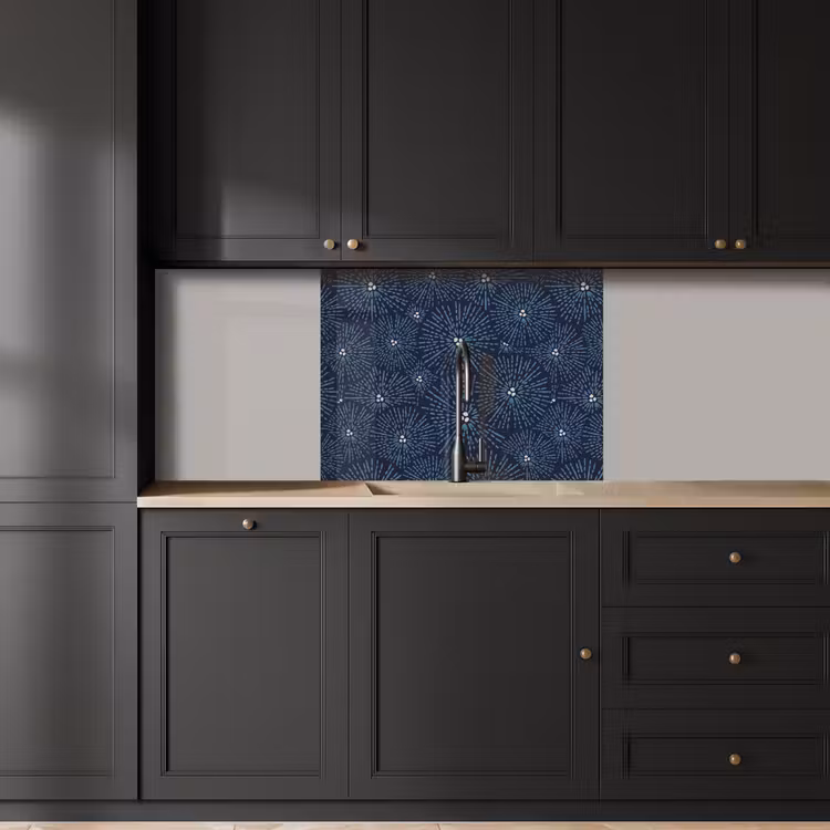 Crédence cuisine - Fleurs - Japonais - Motif - Bleu - Blanc — 5