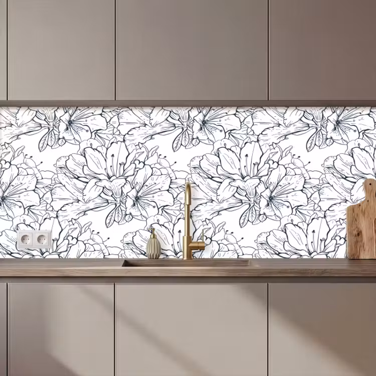Crédence cuisine - Fleurs - Motif - Ligne — 1