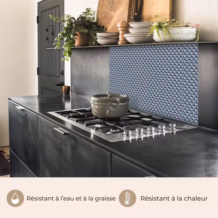 Crédence cuisine - Japon - Bleu - Blanc - Motifs — 4