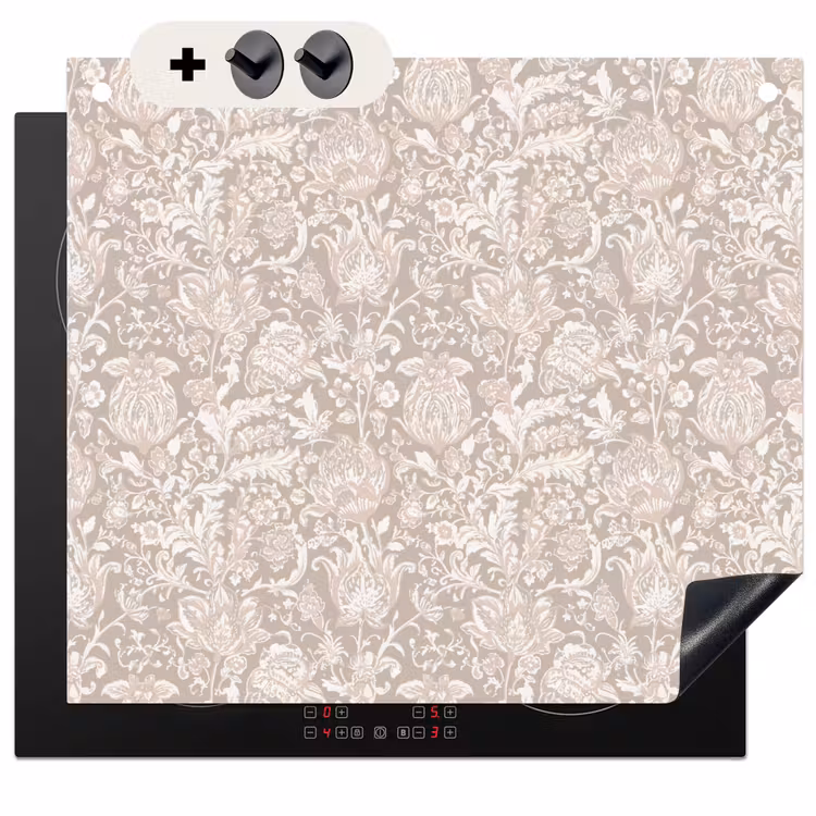Beschemer à induction avec crochets - Imprimé floral - Gris - Crème — 3