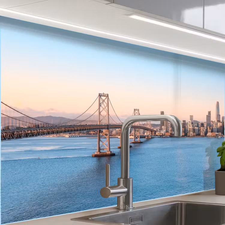 Crédence cuisine - Eau - Pont - Skyline - Moderne — 1