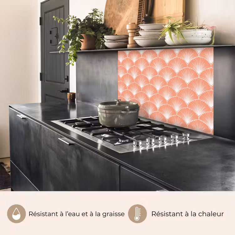 Crédence cuisine - Eventail - Motif - Rose saumon — 4