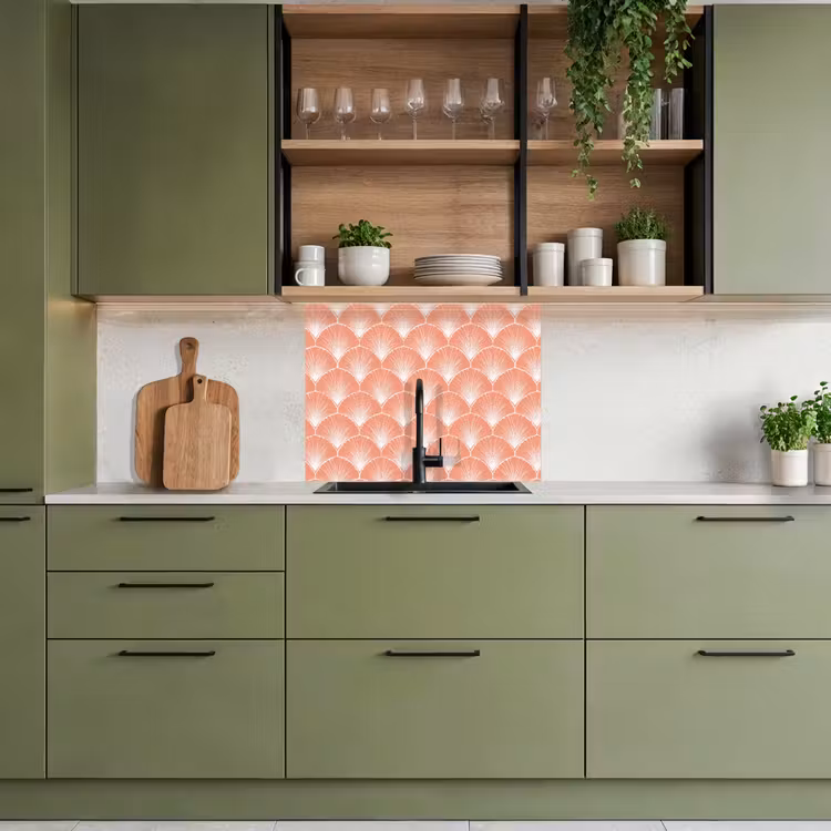 Crédence cuisine - Eventail - Motif - Rose saumon — 7