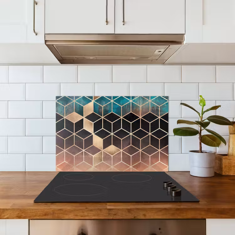 Fond de hotte - Abstrait - Cube - Or - Motifs - Luxe — 3