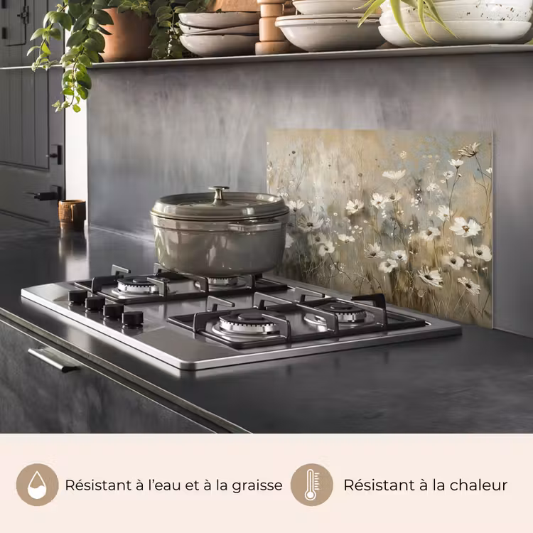 Fond de hotte - Fleurs - Blanc - Nature - Gris - Moderne — 2