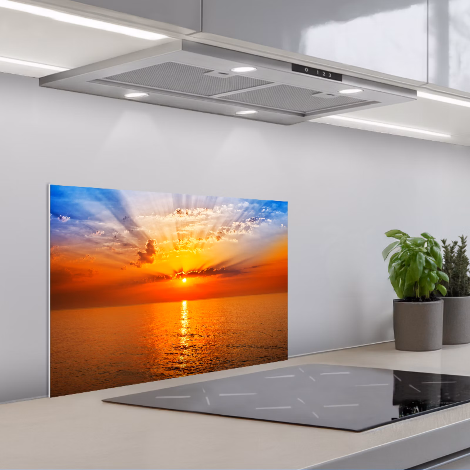 Fond de hotte - Coucher de soleil - Mer - Ciel - Orange - Horizon - Eau — 1