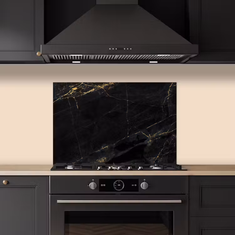 Fond de hotte - Aspect marbré - Luxe - Noir - Or — 5