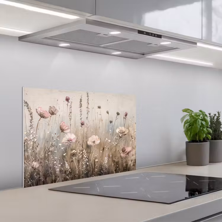 Fond de hotte - Fleurs - Rose - Moderne - Beige — 1