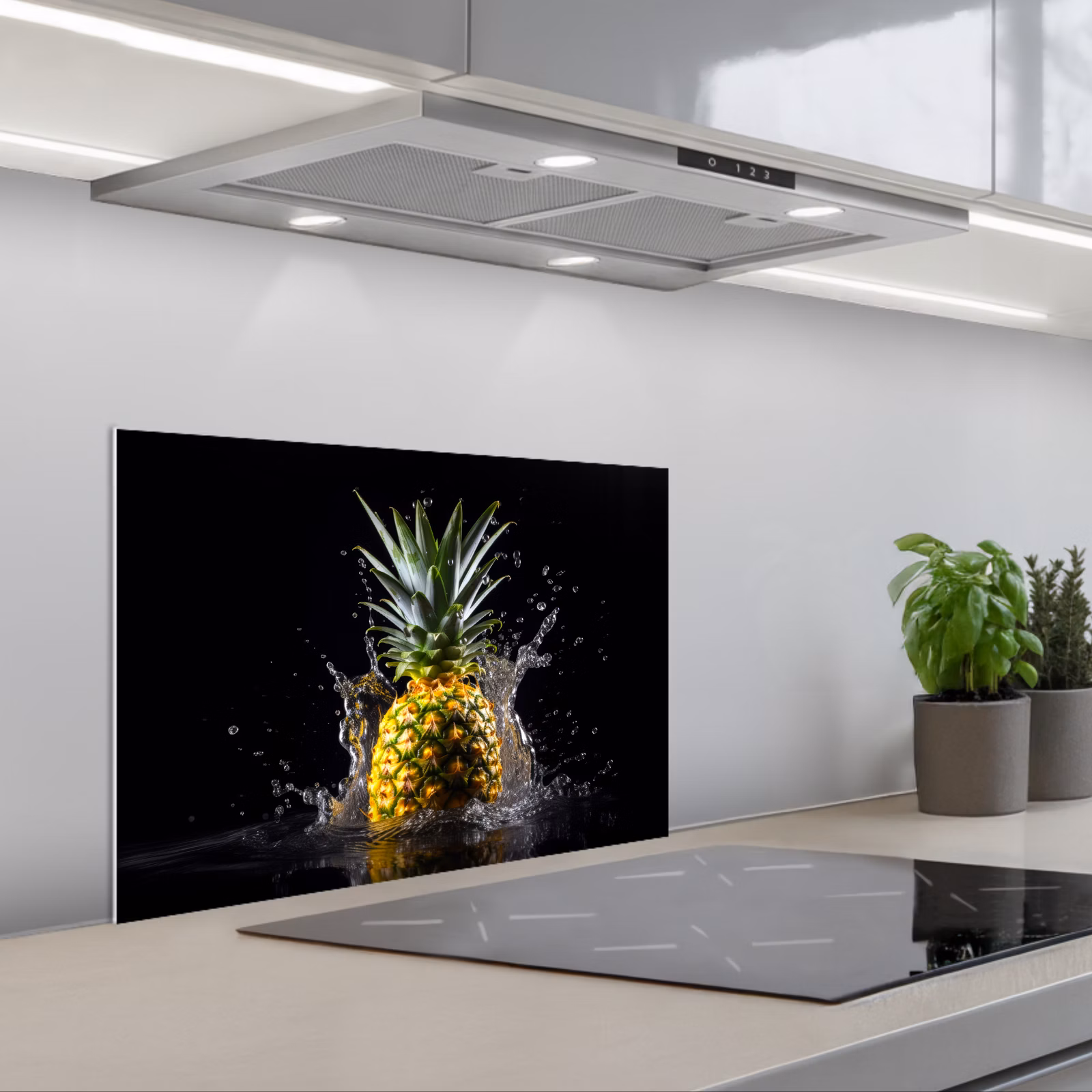 Fond de hotte - Ananas - Fruit - Eau - Plantes - Noir — 1