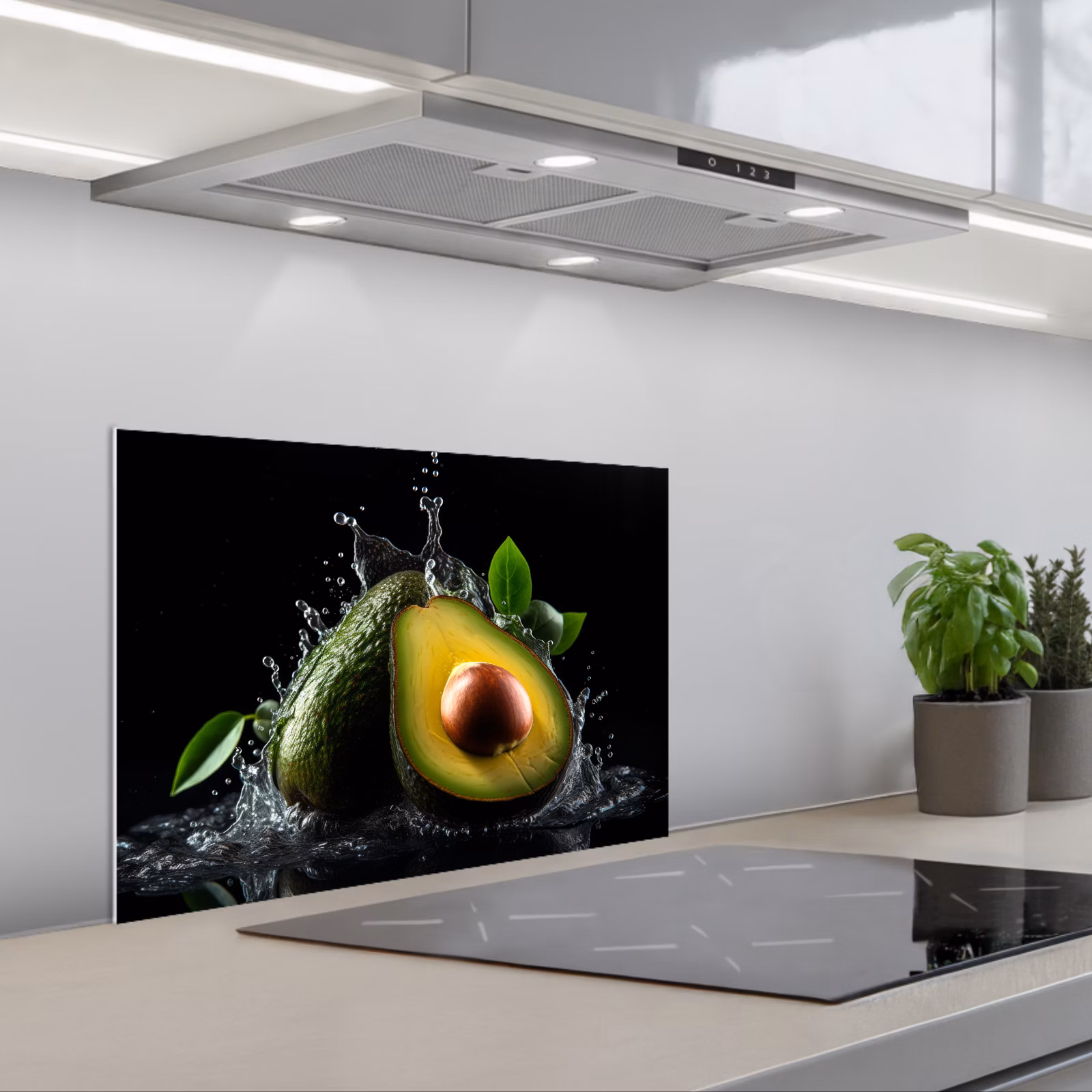 Fond de hotte - Avocat - Légume - Feuille - Eau - Noir - Vert — 1