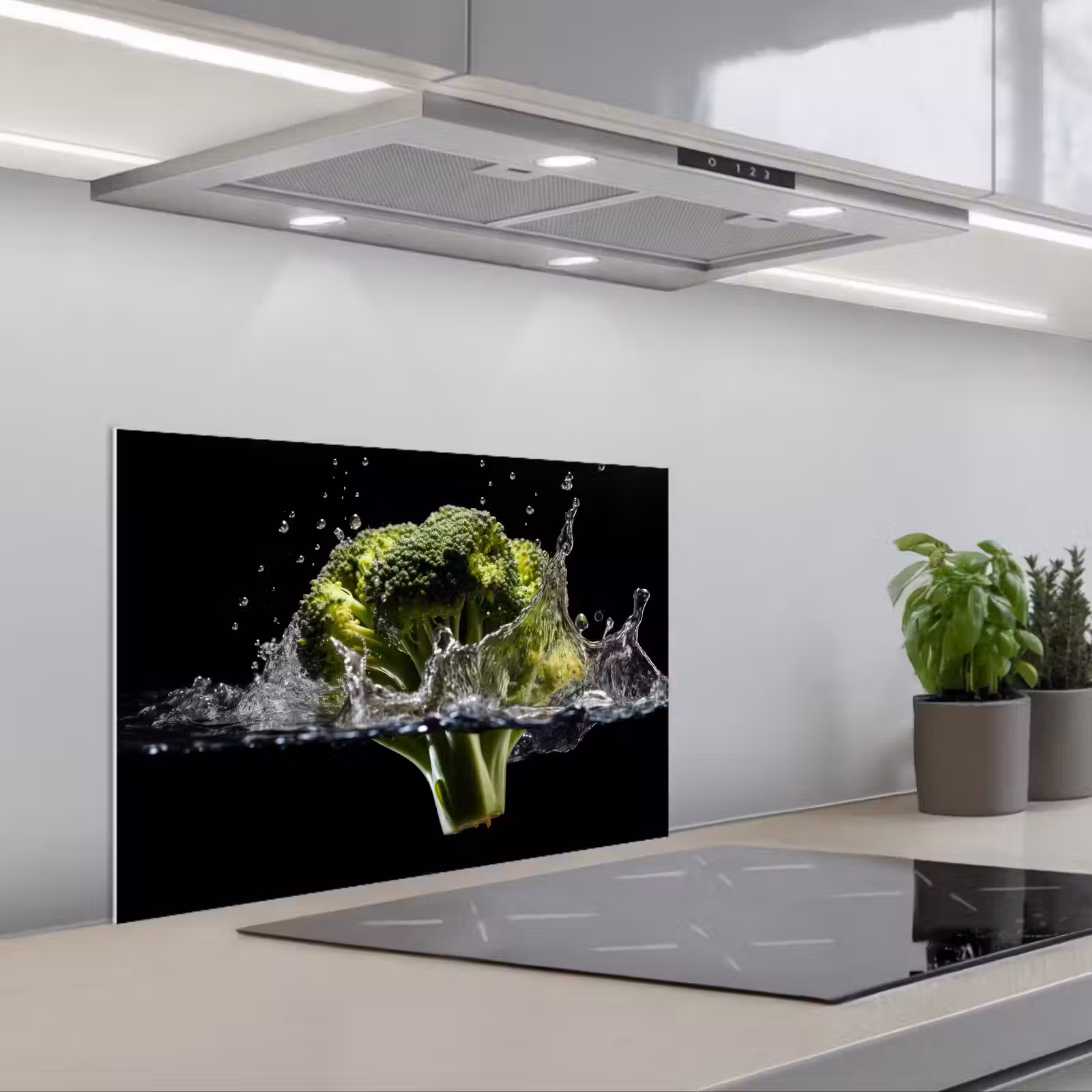 Fond de hotte - Brocoli - Vert - Eau - Noir — 1