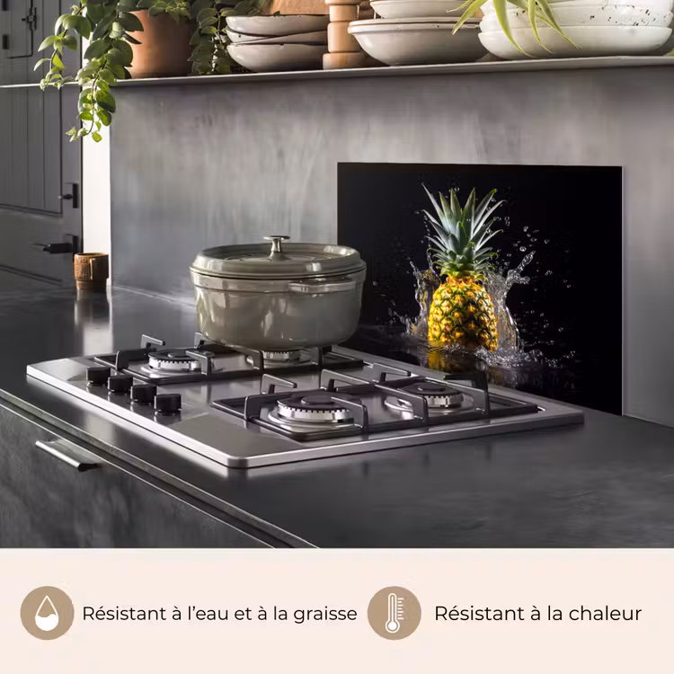 Fond de hotte - Ananas - Fruit - Eau - Plantes - Noir — 2