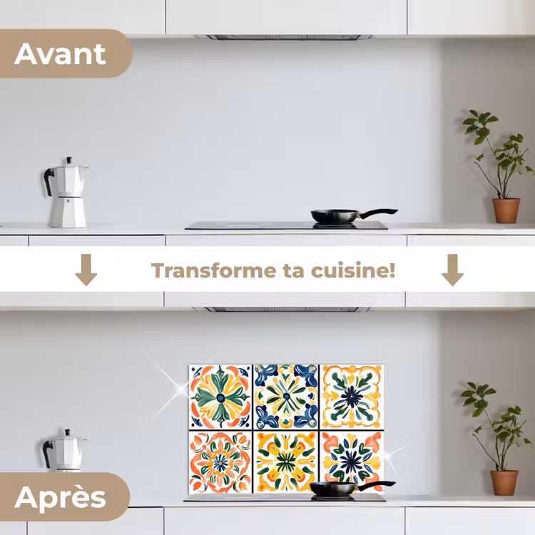Fond de hotte - Espagnol - Carreaux - Céramique - Fleurs — 7