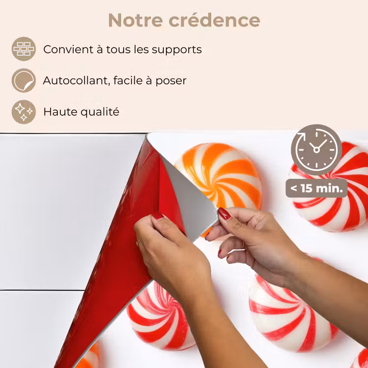Fond de hotte - Bonbons - Motif - Rouge - Orange — 4