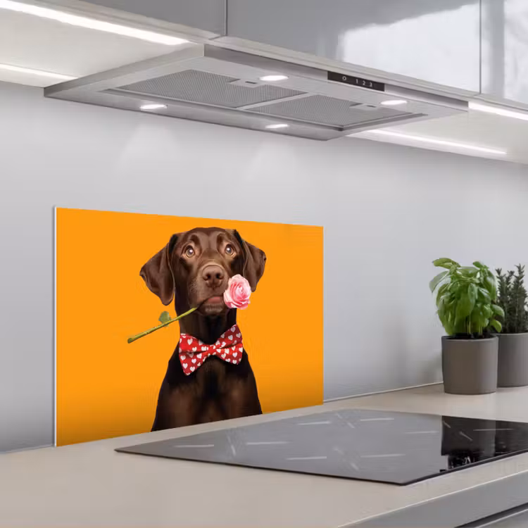 Fond de hotte - Chien - Orange - Rose - Valentin — 1