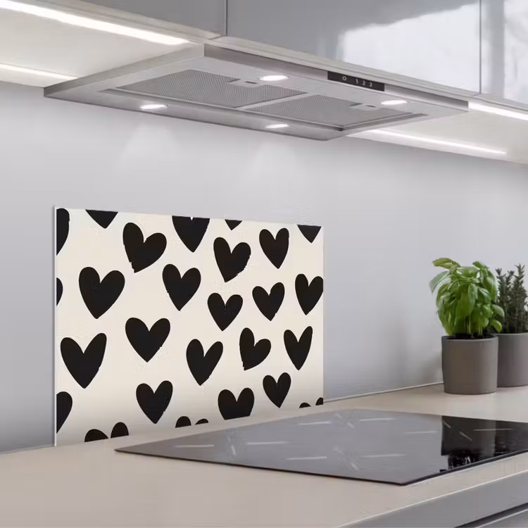 Fond de hotte - Coeurs - Noir - Beige — 1