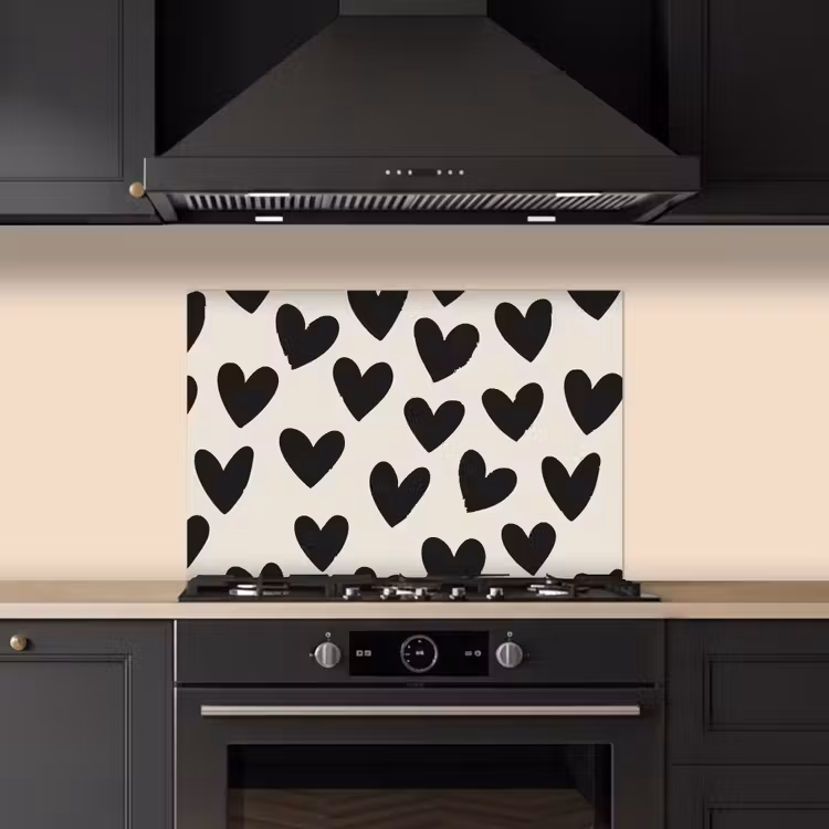 Fond de hotte - Coeurs - Noir - Beige — 5