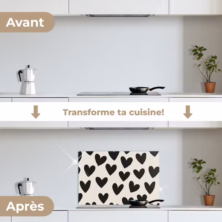 Fond de hotte - Coeurs - Noir - Beige — 7