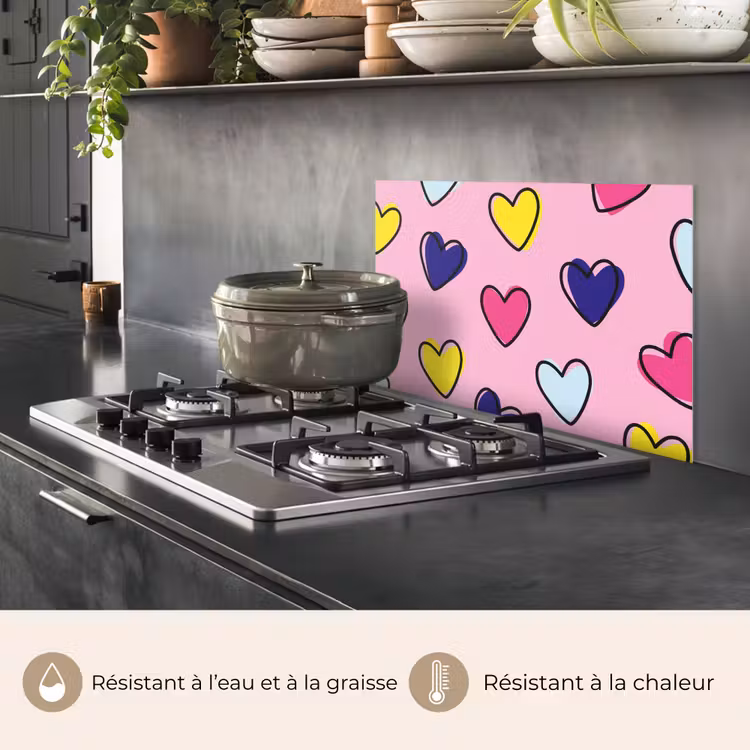 Fond de hotte - Coeurs - Valentin - Motif - Coloré — 2