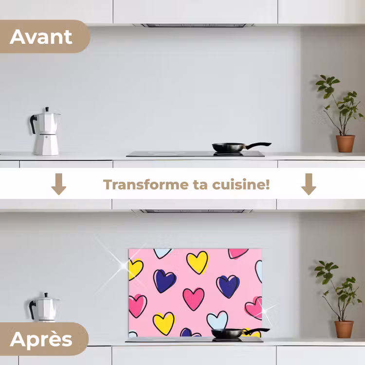 Fond de hotte - Coeurs - Valentin - Motif - Coloré — 7