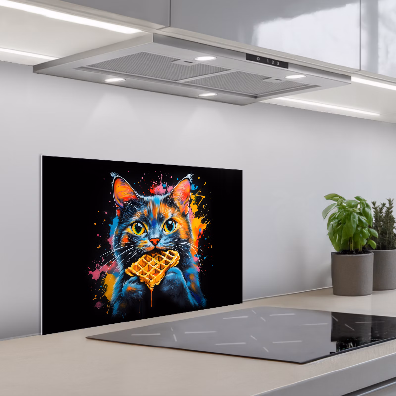 Fond de hotte - Chat - Graffiti - Coloré - Gaufre - Alimentaire — 1