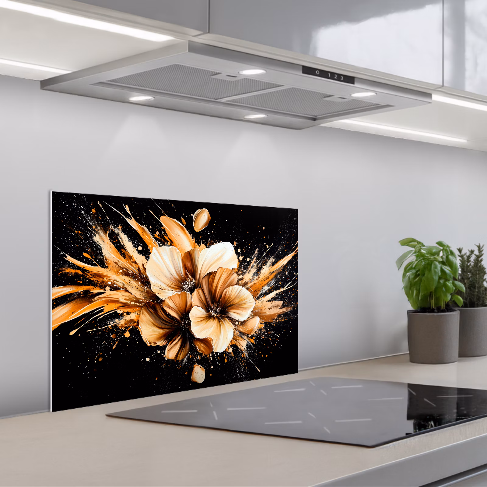 Fond de hotte - Fleurs - Or - Graffiti - Noir - Abstrait — 1