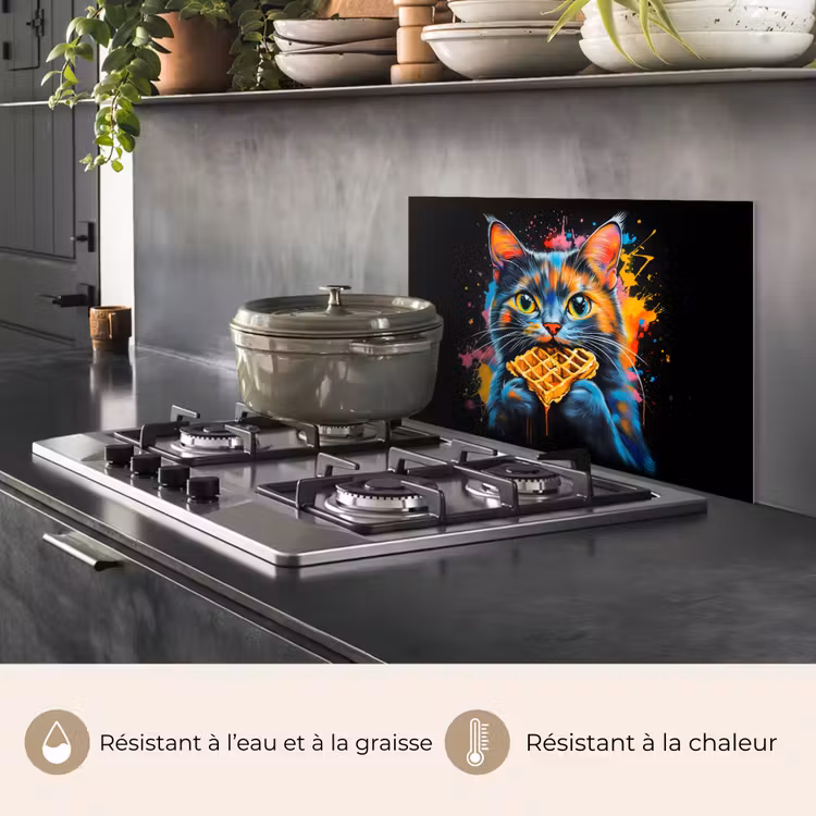 Fond de hotte - Chat - Graffiti - Coloré - Gaufre - Alimentaire — 2