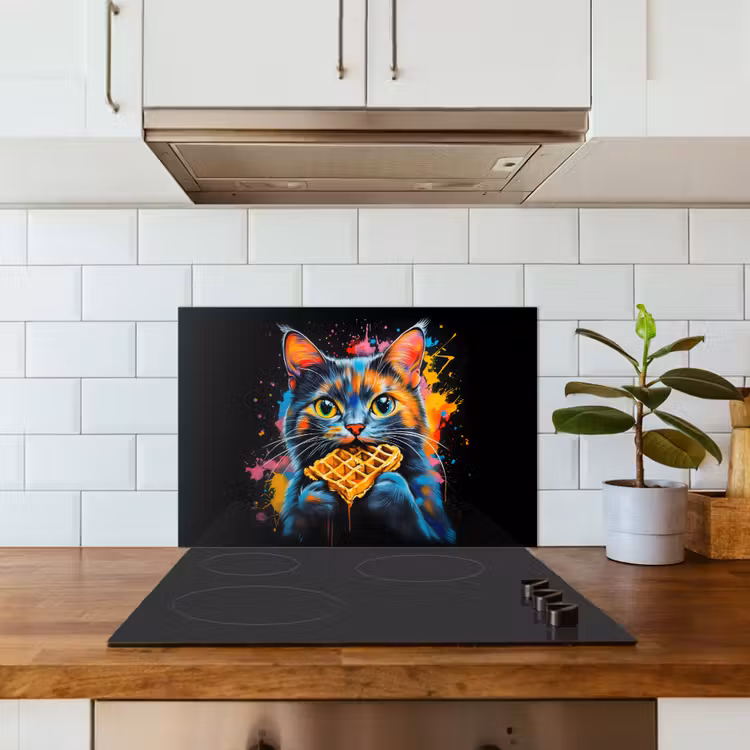 Fond de hotte - Chat - Graffiti - Coloré - Gaufre - Alimentaire — 3