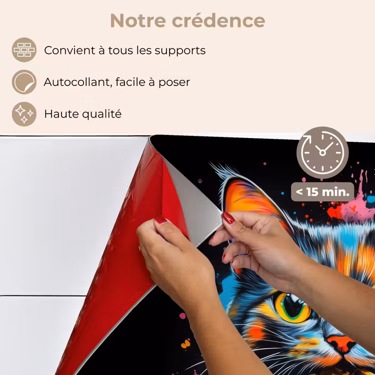 Fond de hotte - Chat - Graffiti - Coloré - Gaufre - Alimentaire — 4