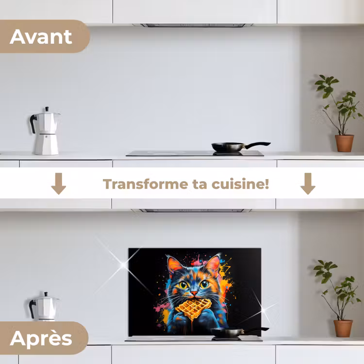 Fond de hotte - Chat - Graffiti - Coloré - Gaufre - Alimentaire — 7