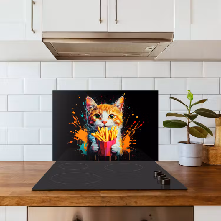 Fond de hotte - Chat - Nourriture - Frites - Graffiti - Abstrait — 3