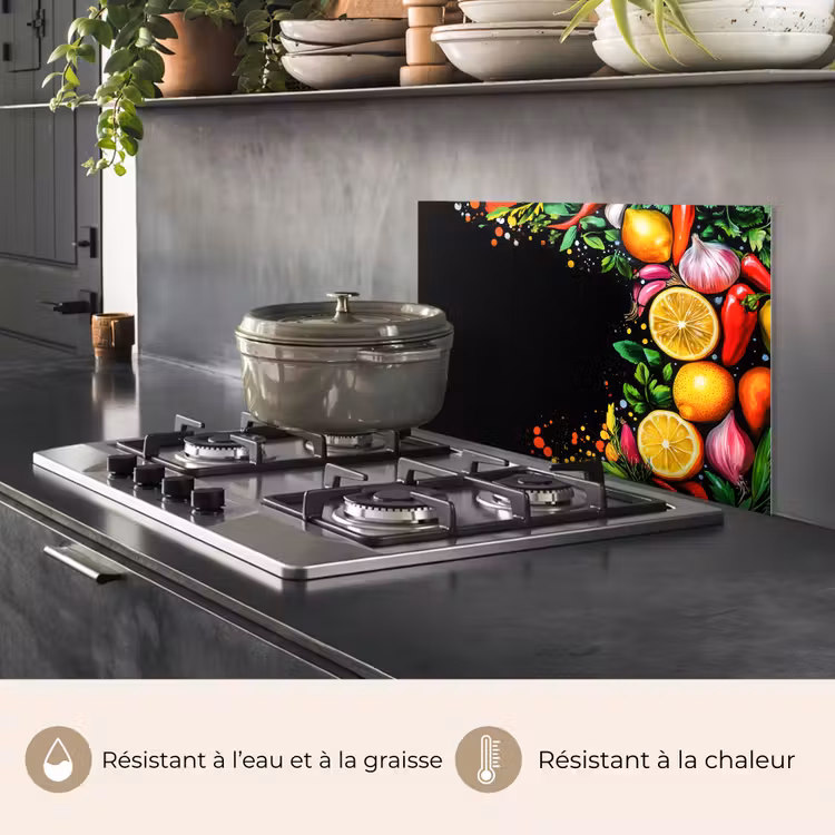 Fond de hotte - Citrons - Poivre - Herbes - Graffiti - Peinture - Abstrait — 2