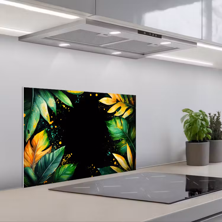 Fond de hotte - Feuilles - Vert - Jaune - Peinture - Jungle — 1