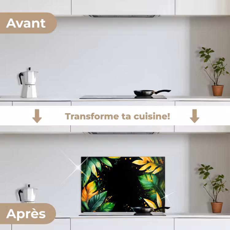Fond de hotte - Feuilles - Vert - Jaune - Peinture - Jungle — 7