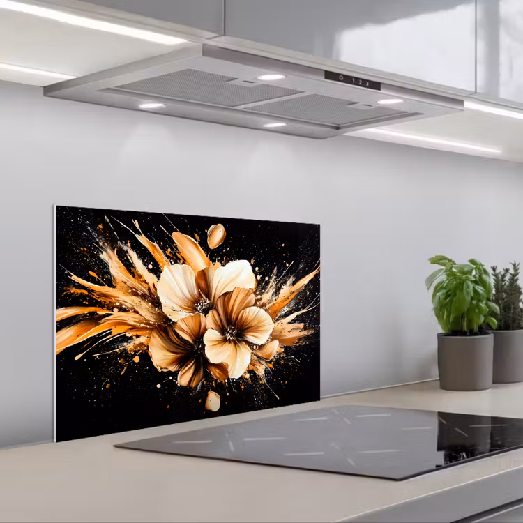 Fond de hotte - Fleurs - Or - Graffiti - Noir - Abstrait — 1
