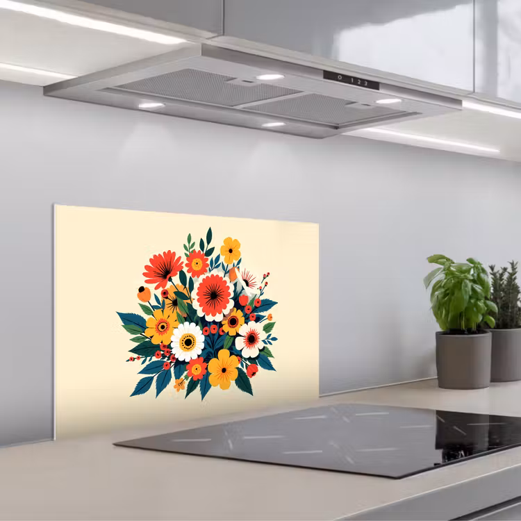 Fond de hotte - Bouquet - Feuilles - Illustration - Colorée — 1