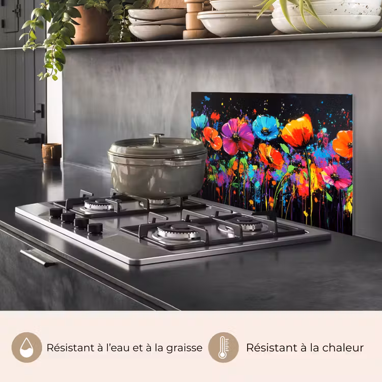 Fond de hotte - Fleurs - colorées - éclaboussures — 2