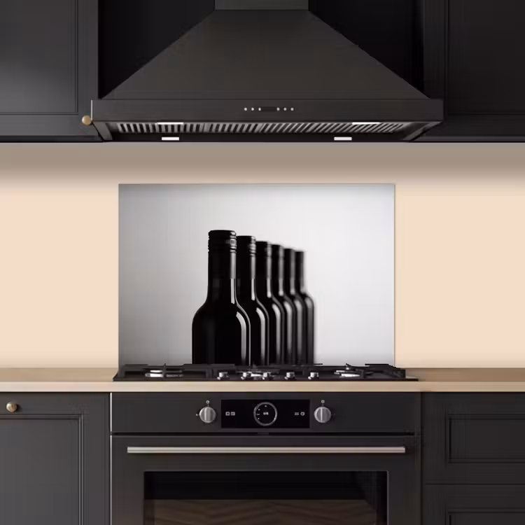 Fond de hotte - Bouteilles de vin - Noir - Minimaliste — 5