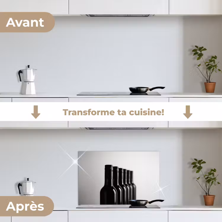 Fond de hotte - Bouteilles de vin - Noir - Minimaliste — 7