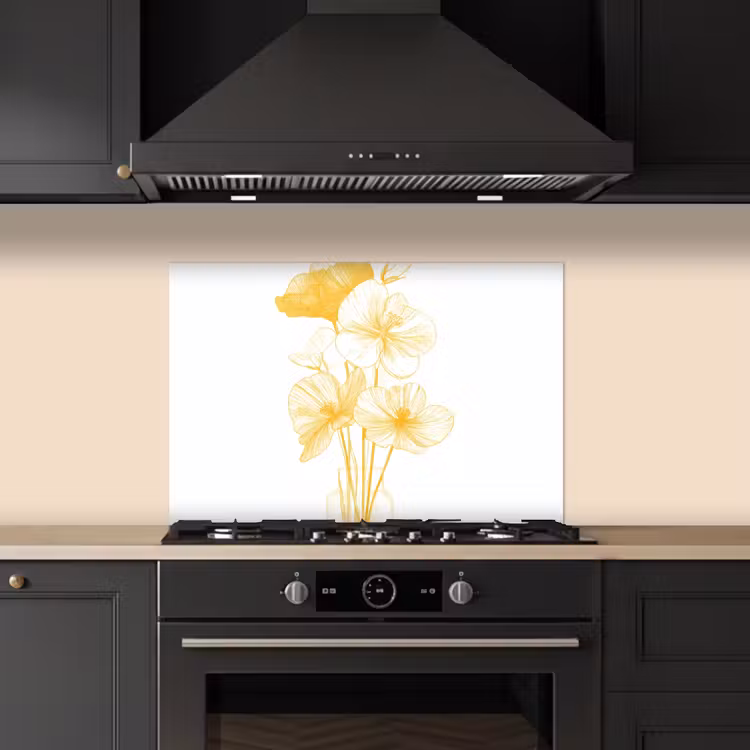 Fond de hotte - Dessin au trait - Fleurs - Jaune - Vase — 5