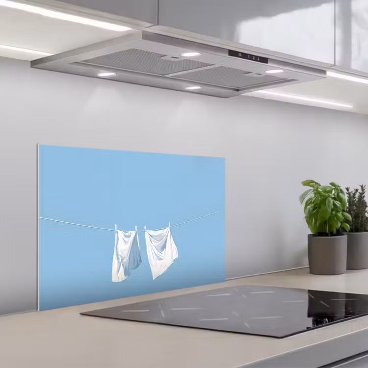 Fond de hotte - Draps - Corde à linge - Bleu - Minimaliste — 1